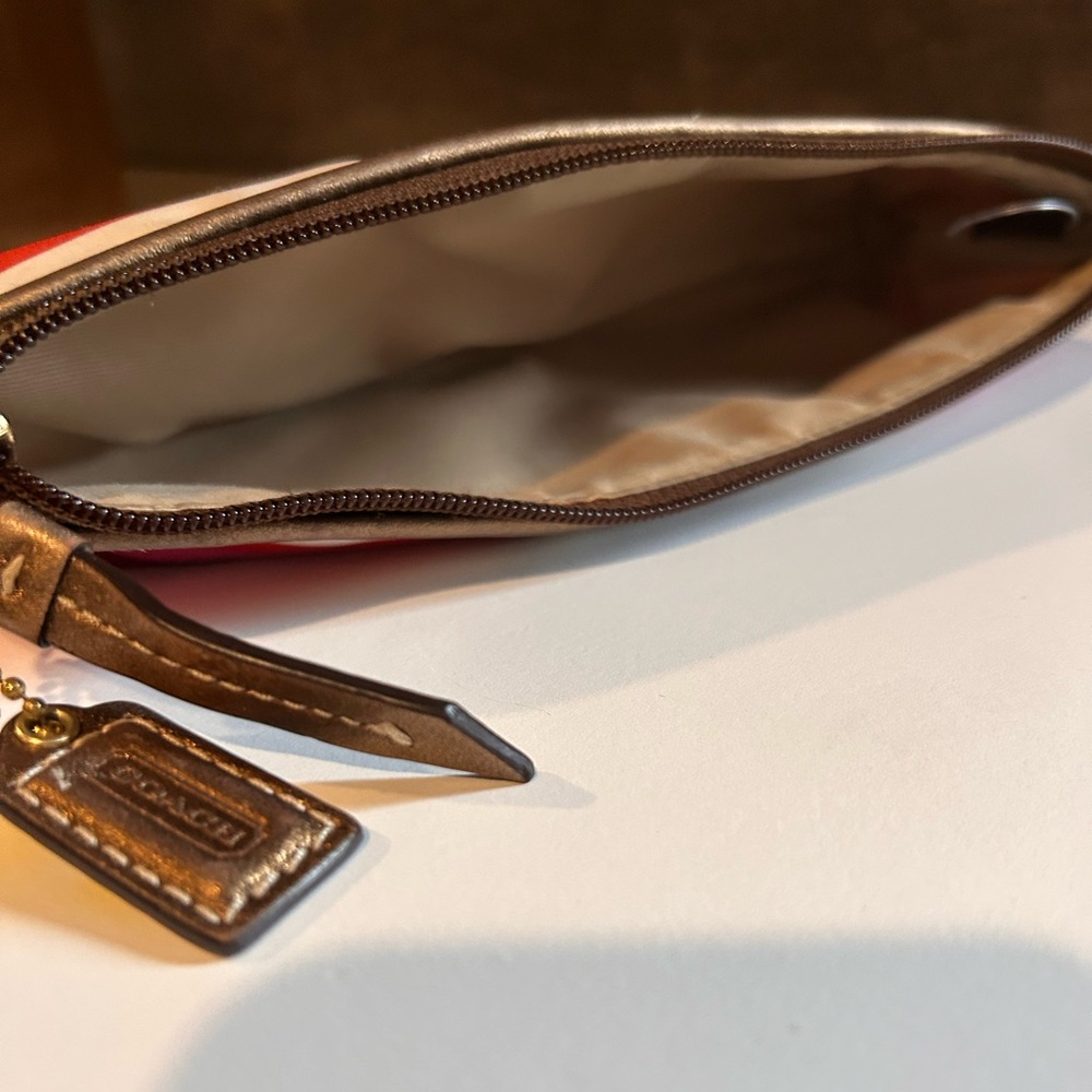 Coach Vintage Legacy Multicolor Striped Sateen With Leather Trim Cosmetic Pouch - Picture 7 of 9